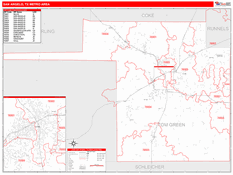 San Angelo Metro Area Digital Map Red Line Style